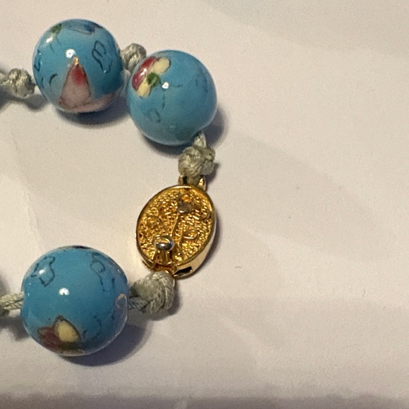 Elegant Blue Beaded  Cloisonné Necklace 29 inches - Picture 6 of 7